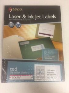 Maco Red File Folder Labels 1500 Labels 50 Sheets ML FF32 NEW IN BOX - FREE SHIP