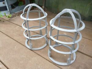 Pair Vintage Explosion Proof Cage Light Steampunk Project Display Cast Aluminum