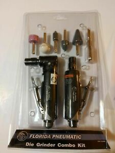 Florida Pneumatic FP-750K 1/4&#034; Die Grinder Combo Set 1 Straight &amp; 1 Right-Angle