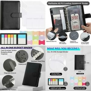 Boenfu A6 Pu Leather Notebook Binder With 12Pcs Clear Cash Envelopes Pockets  1