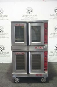 BLODGETT DOUBLE STACKED FULL SIZE ELECTRIC CONVECTION OVEN ON CASTERS MODEL MARK