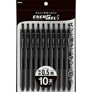 Pentel Gel Ink Ballpoint Pen Energel S 0.5mm Black 10 Pack XBLN125-A10 [NEW]