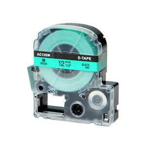 1PK Black on Green Tape Compatible with Epson LK-4GBP KingJim SC12GW SR230C 1/2&#034;