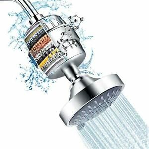 Shower Head and 15 Stage Shower Filter Combo High Pressure 5 Spray Settings