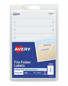 Avery Permanent-Adhesive File Folder Labels For Laser and Inkjet Printers, 1/3