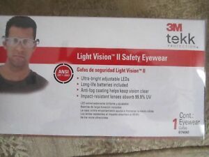 Protective Safety Eyware 3M Tekk Protection LED Light Vision II 97490 New in box