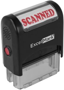 SCANNED Self Inking Rubber Stamp - Red Ink
