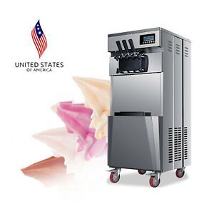 Pro 20L/H Stand Commercial 3 Flavors Ice Cream Machine Stainless Steel Automatic
