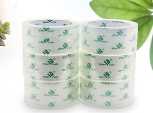 Crystal Clear Packing Tape, Packaging Tape Refill Rolls, 6 Rolls 2Mil x1.88&#034; 60