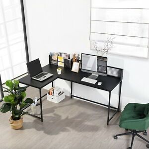 Bedroom Home Office Study Modern Game Computer Desk , Wooden Desktop Metal Frame