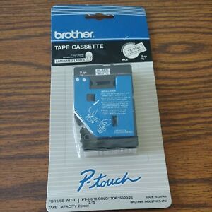 Brother 0.35&#034; (9mm) Black on White P-touch Tape for PT6 8 10 12 12n Label Maker