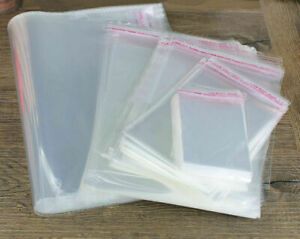 100 pcs Resealable Poly Bags Transparent OPP Bag Plastic Bags Self Adhesive Seal