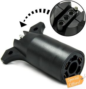 TIROL 7 Way Blade to 4 Way Pin Flat Trailer Wiring Adapter Trailer Light Plug Co