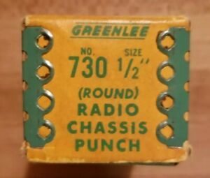 Vintage Greenlee 1/2&#034; Radio Chassis Punch Knockout #730 in Box
