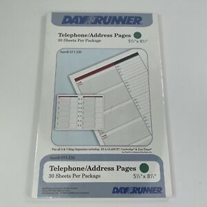 Day Runner 5 1/2 x 8 1/2Telephone/Address Refill Pgs, 30 pgs per pk-Fits 3 &amp; 7