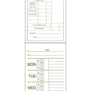 Adams Time Cards, Weekly, 2-Sided, Overtime Format, Named Days, 3-3/8&#034; x 9&#034;, ...
