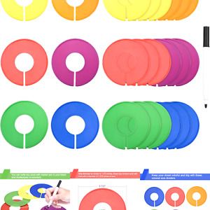 Blulu Colored Blank Closet Size Dividers Round Clothing Rack Dividers 24 Piec...
