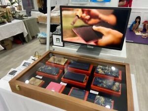 walnut display case for trade show