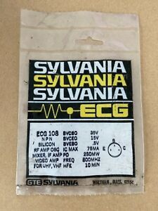SYLVANIA ECG108 NPN Transistor RF/IF Video Amp Osc, Mixer VHF/UHF NOS