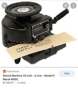 NEW  1/2” Line MARSH Model H Stencil Cutting Machine