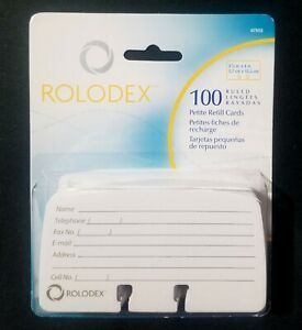 Rolodex Petite Refill Cards, 2 1/4 X 4, 100 Cards/Pack