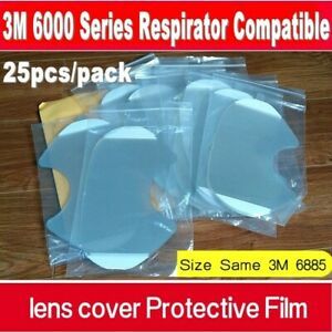 25/pkg SJL Faceshield protective film Same 3M 6885 Clear len Cover For 6800 6900