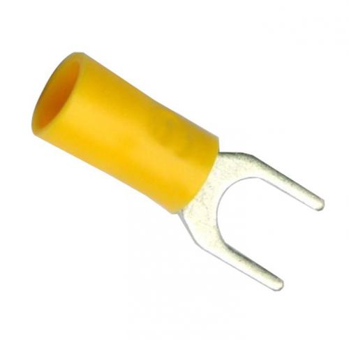 100X BEST US Crimp Spade Wire Connector 48AMP Fork Terminal Yellow 6.4mm