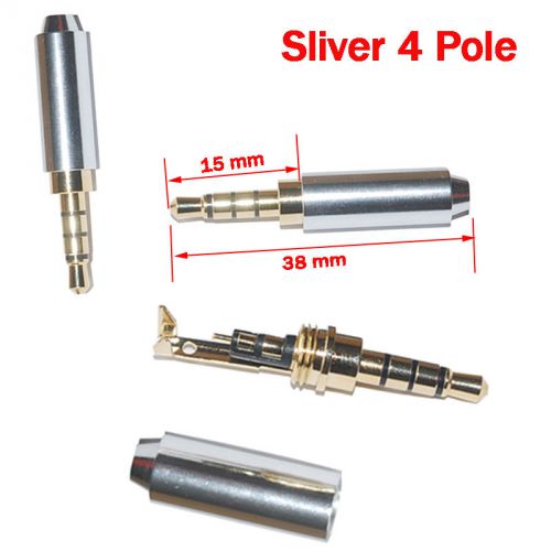 Sale sliver 4 pole 3.5mm male repair headphone jack plug metal audio soldering for sale