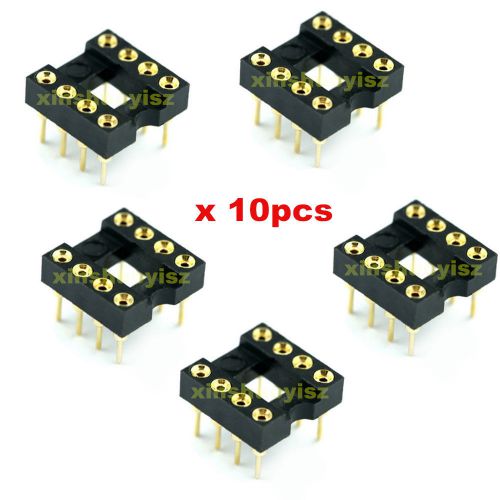 [10x] 8 Pin RoHS PCB IC DIP Socket Adaptor Solder Type Machined Gold Contact