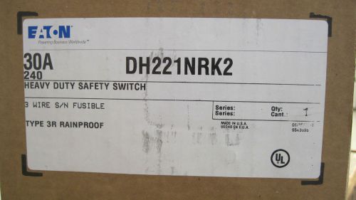Nib cutler hammer 30 amp 240 volt 3 wire s/n fusible n3r disconnect dh221nrk2 for sale
