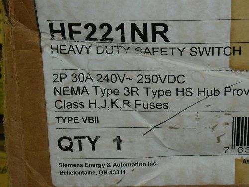 #1226 Siemens HF221NR  30 AMP 240 Volt 3R fused disconnect  NIB