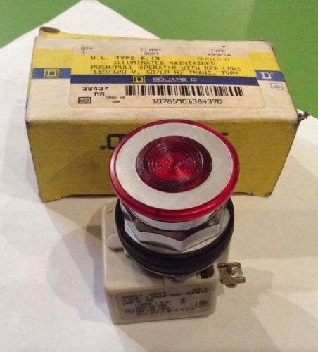SQUARE D 9001KR9P1R Maintained Push Pull Operator E-Stop Illuminated Red NEW