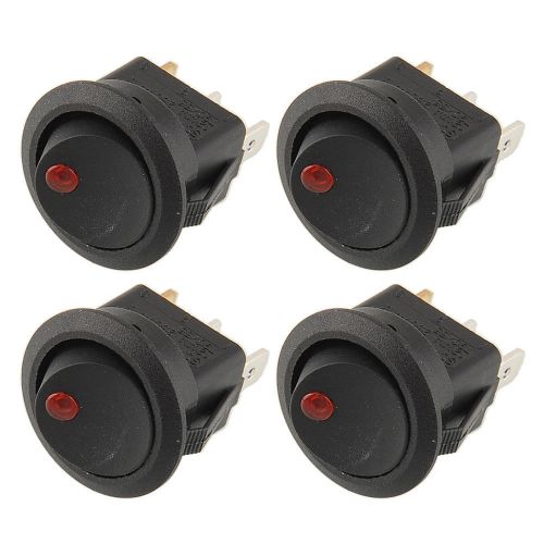 4pcs red led dot round rocker switch 3pin 19mm on/off toggle car boat vehicle for sale