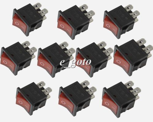 10pcs On-Off Button Red 4 Pin DPST Boat Rocker Switch 250V AC 21*15MM