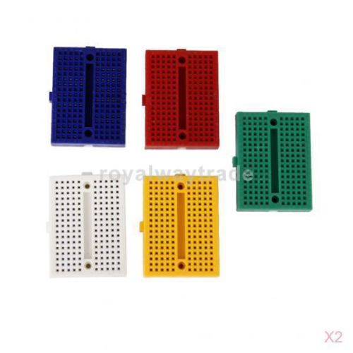 2x 5pcs universal 170 tie-point prototype solderless pcb breadboard - 5 colors for sale
