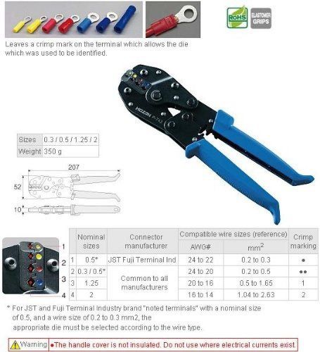 HOZAN Tool Industrial Crimpers P-743 for Insulated Terminals and Connectors