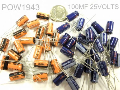 ( 25 pc. ) capacitors 100 uf @ 25 volts radial, 85 dc for sale