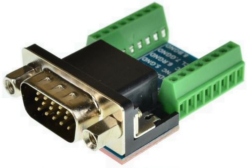 DB15HD VGA Male Breakout Board, D-Sub 15, adapter (Male) eLabGuy D15HD-M-BO-V1A