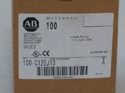 **NEW** Allen-Bradley 3-pole Contactor 100-C12EJ10  (RTS0340.48C)