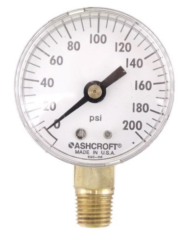 Ashcroft 2&#034;inch 0-200PSI 1/4&#034;NPT Brass Socket Lower Mount Pressure Gauge Gage