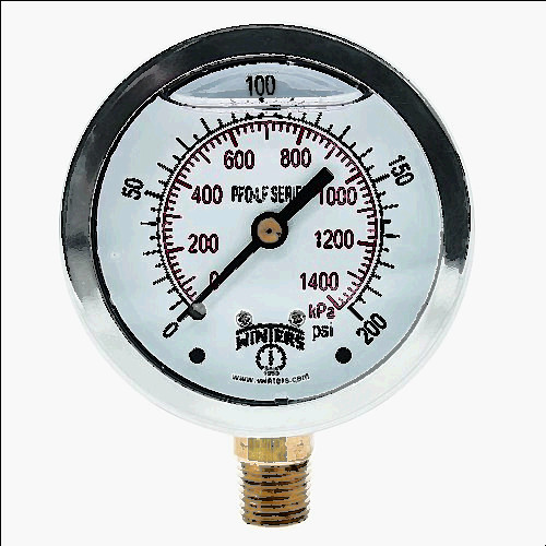 304 150 for sale, Winters pfq stainless steel liquid filled pressure gauge, 2.5&#034;, 0-200 psi/kpa