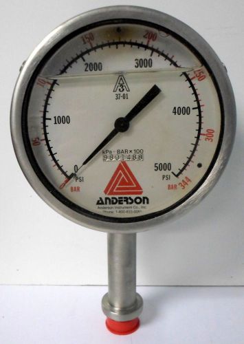 NEW ANDERSON A3 0-344BAR PRESSURE 0-5000PSI 5-1/4 IN GAUGE