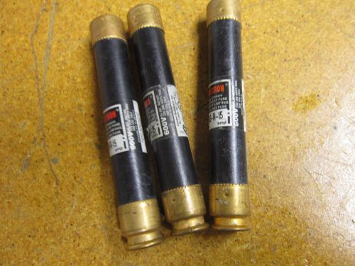 Fusetron frs-r-15 dual element time delay fuse 15a 600v (lot of 3) for sale