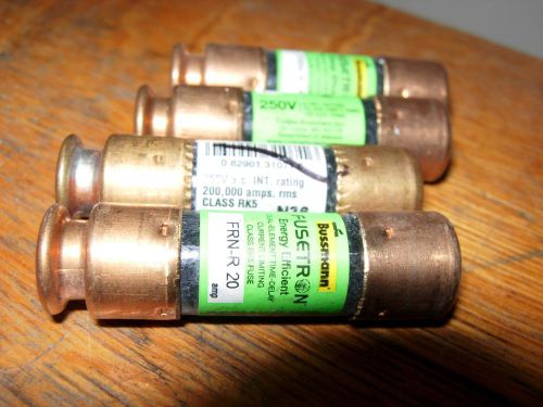 Fusetron bussmann fuse 250v frn-r-20 20 amp electrical lot of 4 new no box for sale