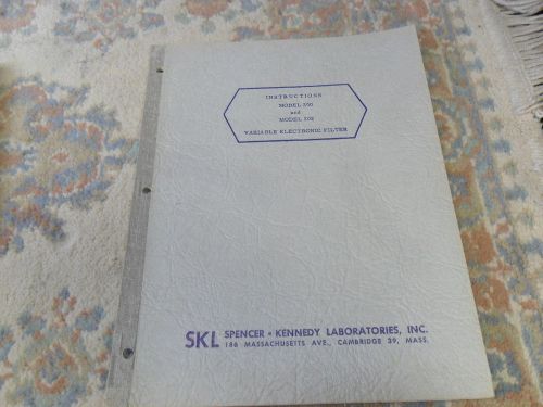 SKL Spencer Kennedy Laboratories  300 302 Instructions manual