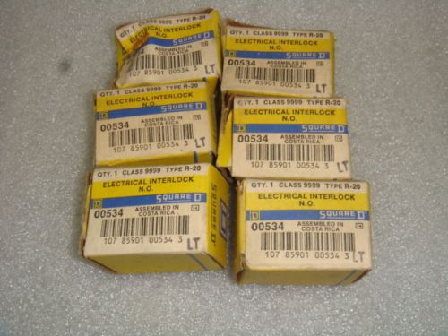NEW LOT OF 6 SQUARE D 9999 R-20, ELECTRICAL INTERLOCK N.O., NEW IN FACTORY BOX