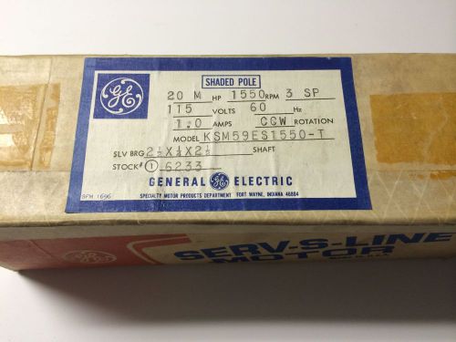 Ge 20m hp electric motor 1550 rpm 115 vac 3 speed 1.0 amp ksm59es1550-t for sale