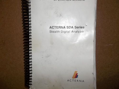 Acterna Manual SDA Series Stealth Digital Analyzer Operaterion Manual