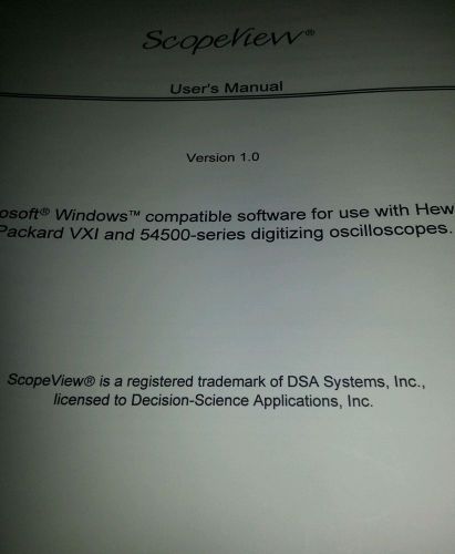 Scope view user&#039;s manual scopeview use with HP VXI 54500 series digitizing scope