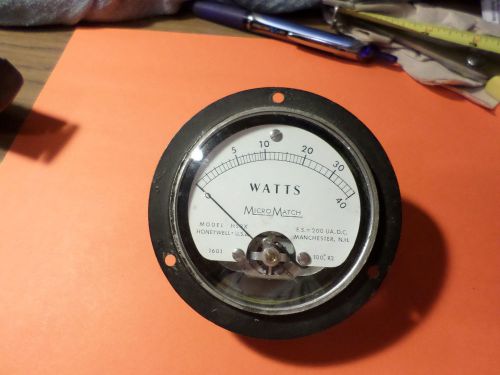Vintage MicroMatch Model HS3X Watts Meter 0-40